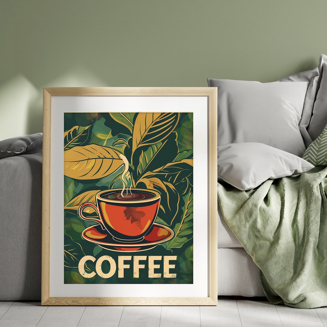 Vintage Large Red Coffee Cup Retro Kitchen Typography Poster - Image 4