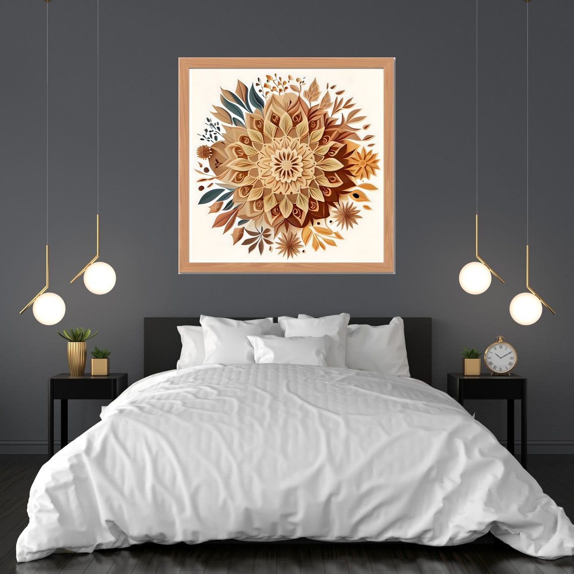Botanical Paper-Quilling Mandala in Earthy Brown Tones Poster - Image 3