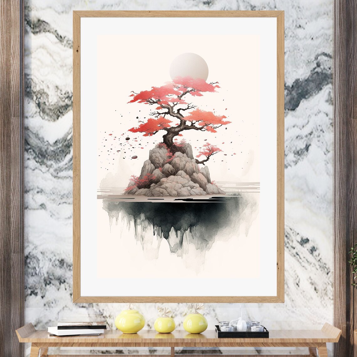 Zen Garden Wall Art Japandi Landscapeinstant Watercolor Zen Art Japanese Wall Art Spiritual Painting Asian Wall Art