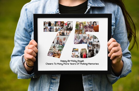 Personalized 75th Birthday Number Photo Collage Gift Keepsake Poster