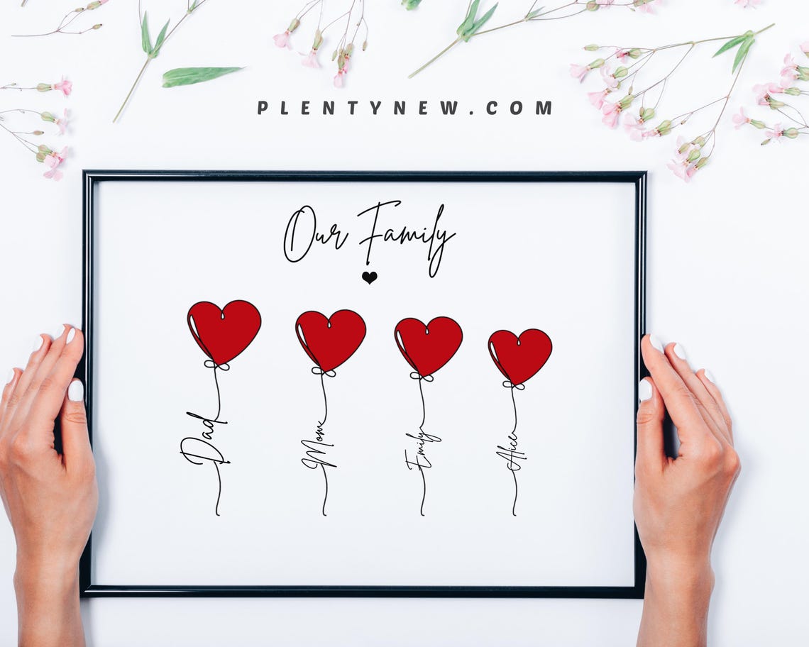 Personalised Heart Family Print Mothers Day Gifts Birthday Gifts For Her Gifts For Mum Mummy Gifts Nan Nana Nanny Gifts Ideas
