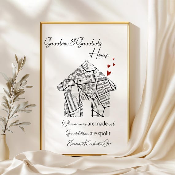 Grandma And Grandads House Print Grandad Fathers Day Grandpa Gift Fathers Day Gift From Grandchildren Personalised Gift For Grandparents