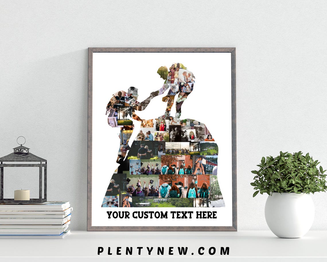 Personalised Mountain Summit Climbers Silhouette Photo Collage Poster