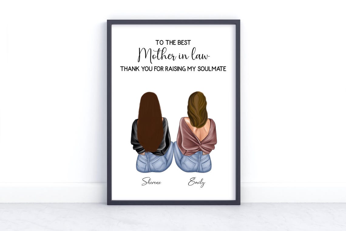 Personalized Mother In Law Gift For Mothers Day Or Birthday Custom Family Print Gift For Mil Family Portrait Daughter In Law Gift Ideas