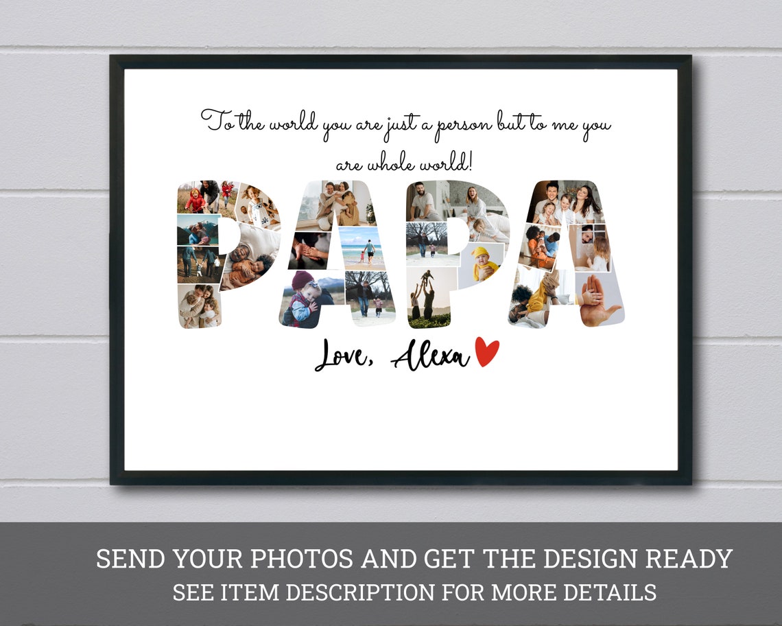 Personalized Papa Photo Collage Customized Fathers Gift Daddy Photo Collage Gift For Papa Father Day Photo Collage Dad Collage Dad Gift