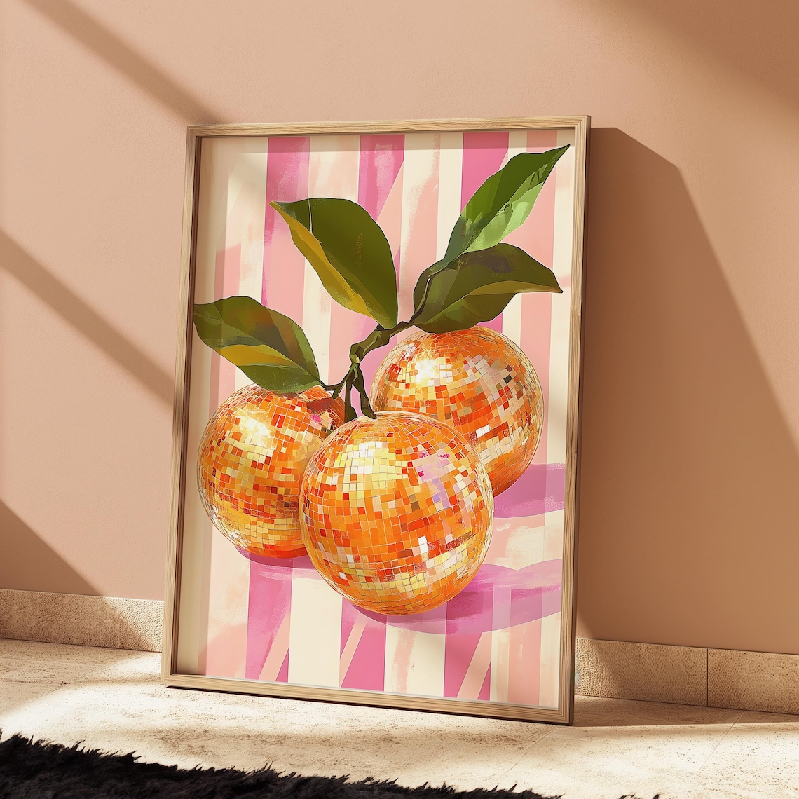 Orange Disco Ball Art Print, Eclectic Kitchen Decor