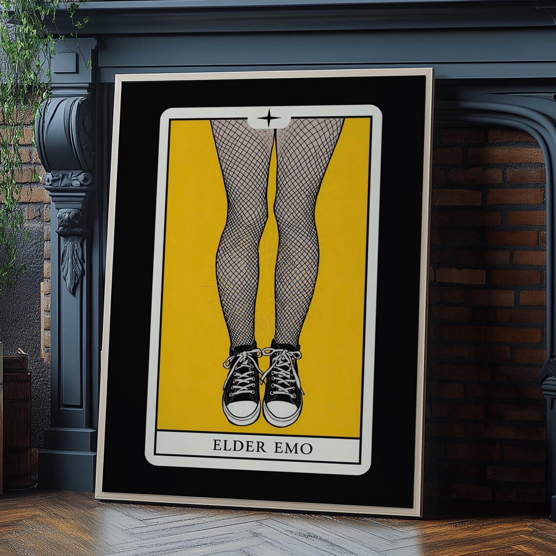 Elder Emo Tarot Style Art Print, Funny Gift Wall