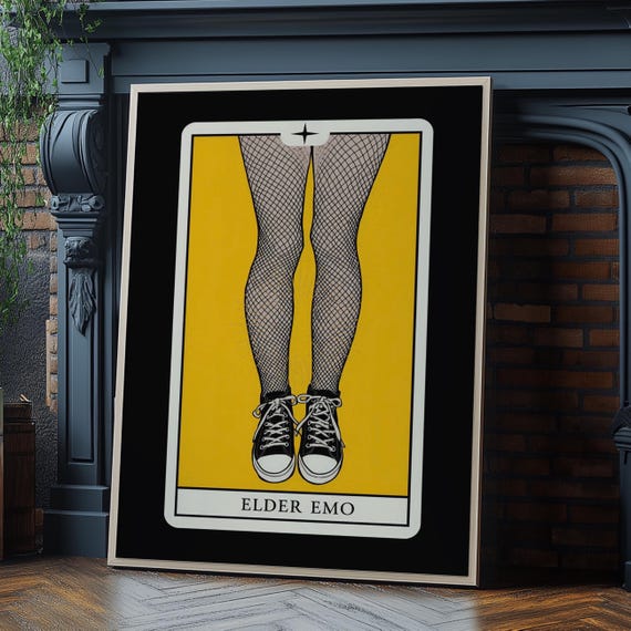 Elder Emo Tarot Style Art Print, Funny Gift Wall