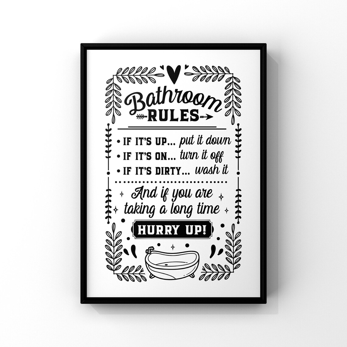 Bathroom Rules Vintage Sign Funny Family Bathroom Etiquette Poster