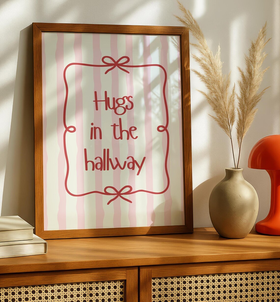Hugs In The Hallway, Cute Home Welcome Art Print