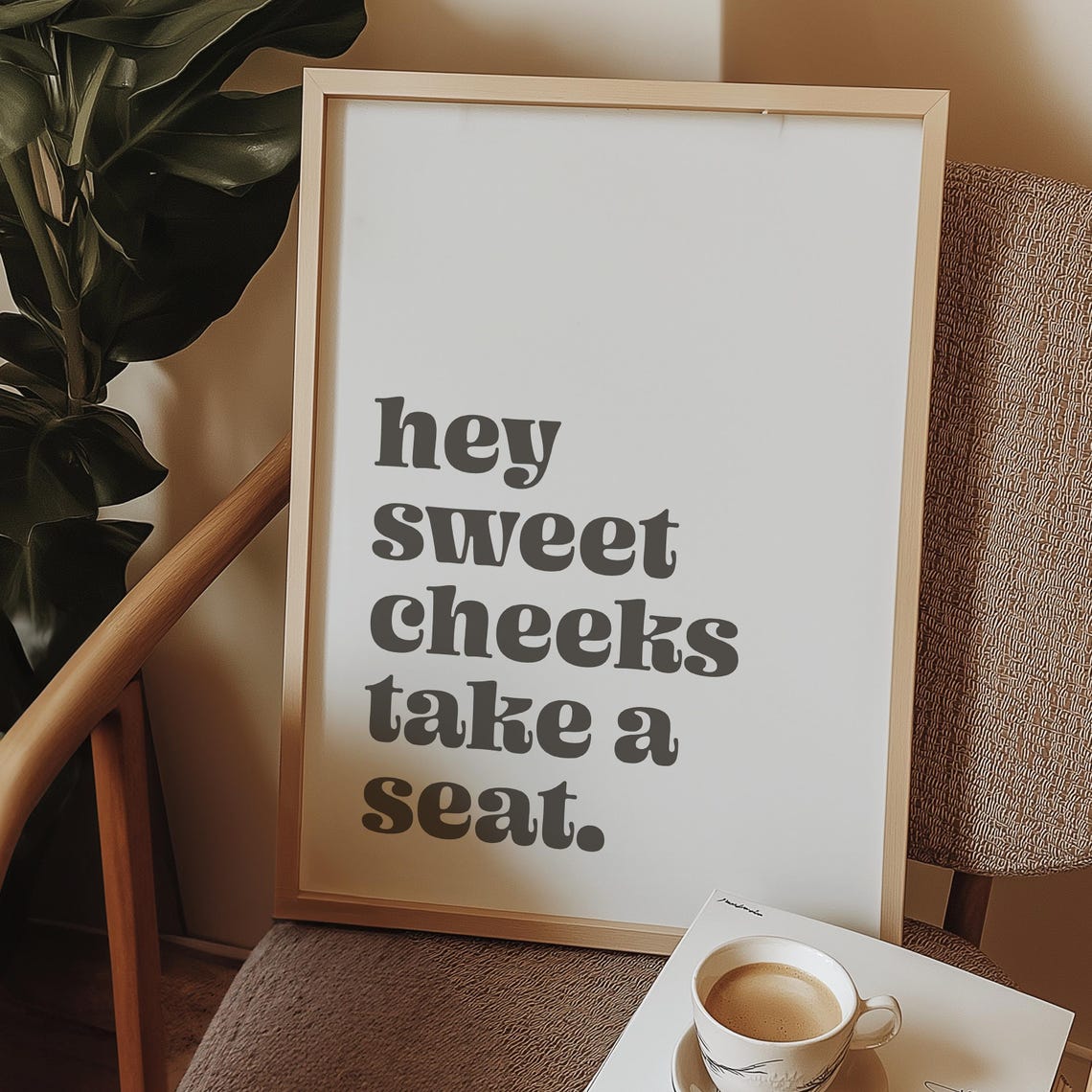 Hey Sweet Cheeks Take a Seat Minimal Retro Style Bathroom Poster - Image 2