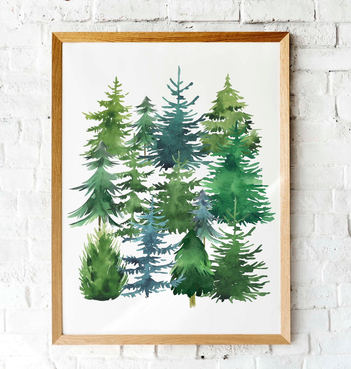 Watercolor Evergreen Pine Trees Forest Minimalist Nature Poster