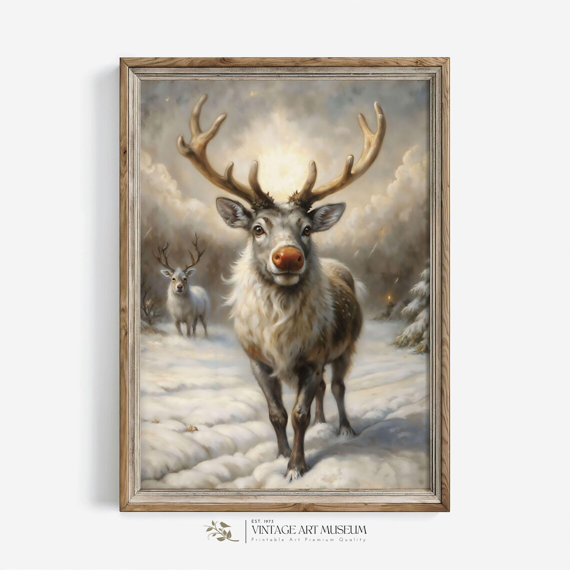 Rudolph Red Nosed Reindeer Cozy Winter Snow Scene Christmas Wall Art - Image 3