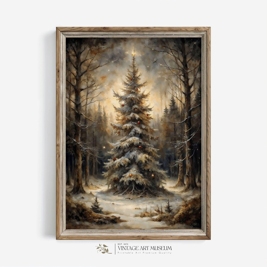 Christmas Tree In Dark Forest, Vintage Art Print - Image 3