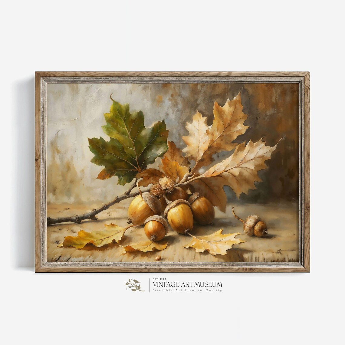 Branch Of Autumn Acorns Seasonal Still Life Art Print