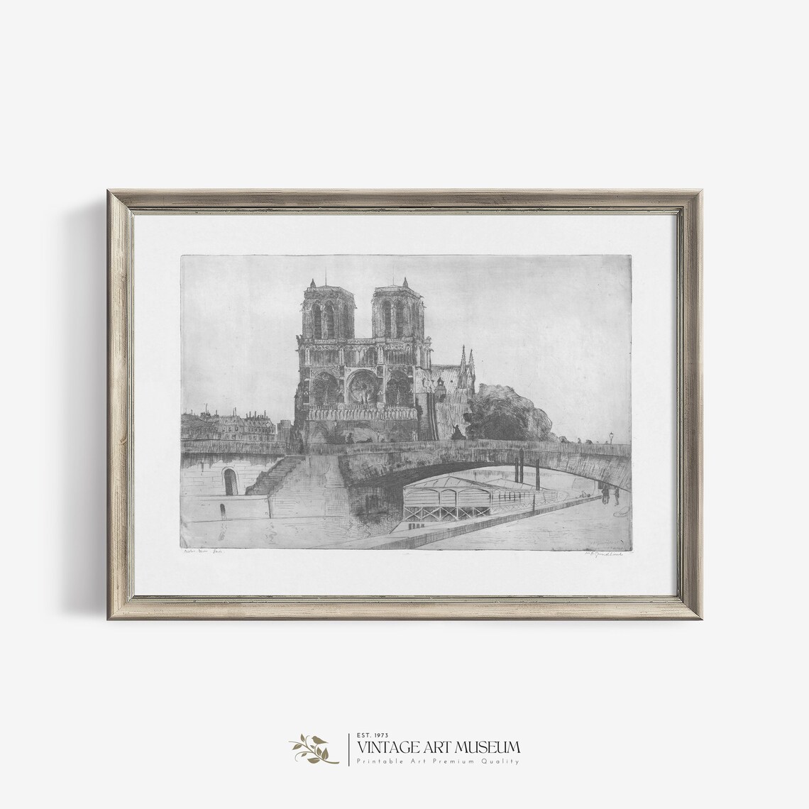 Notre Dame Paris Vintage Architecture Art Print