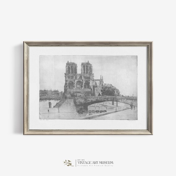 Notre Dame Paris Vintage Architecture Art Print