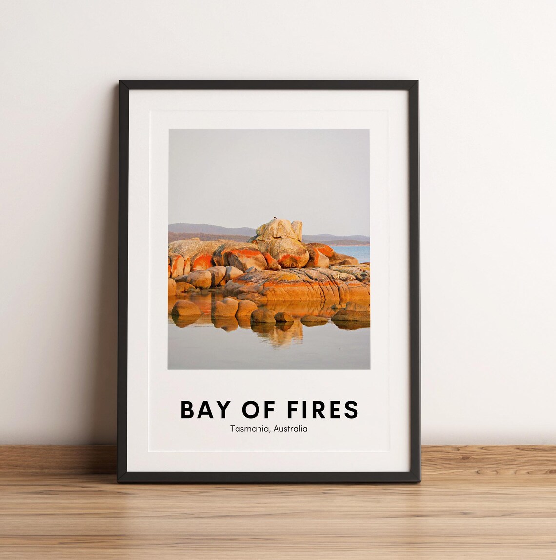 Bay of Fires Tasmania Orange Lichen Granite Rocks Travel Poster