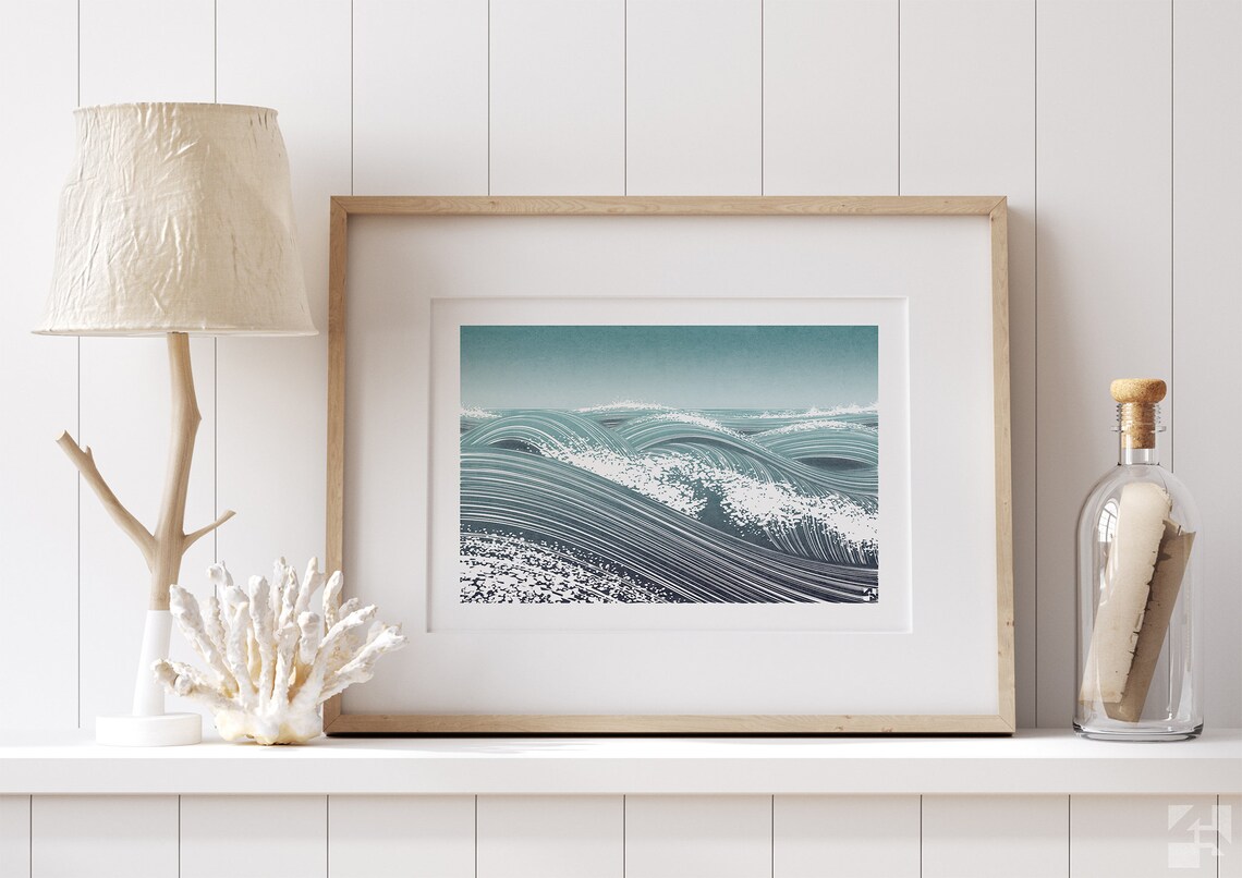 Minimalist Waves Abstract Seascape Poster Print - Image 2