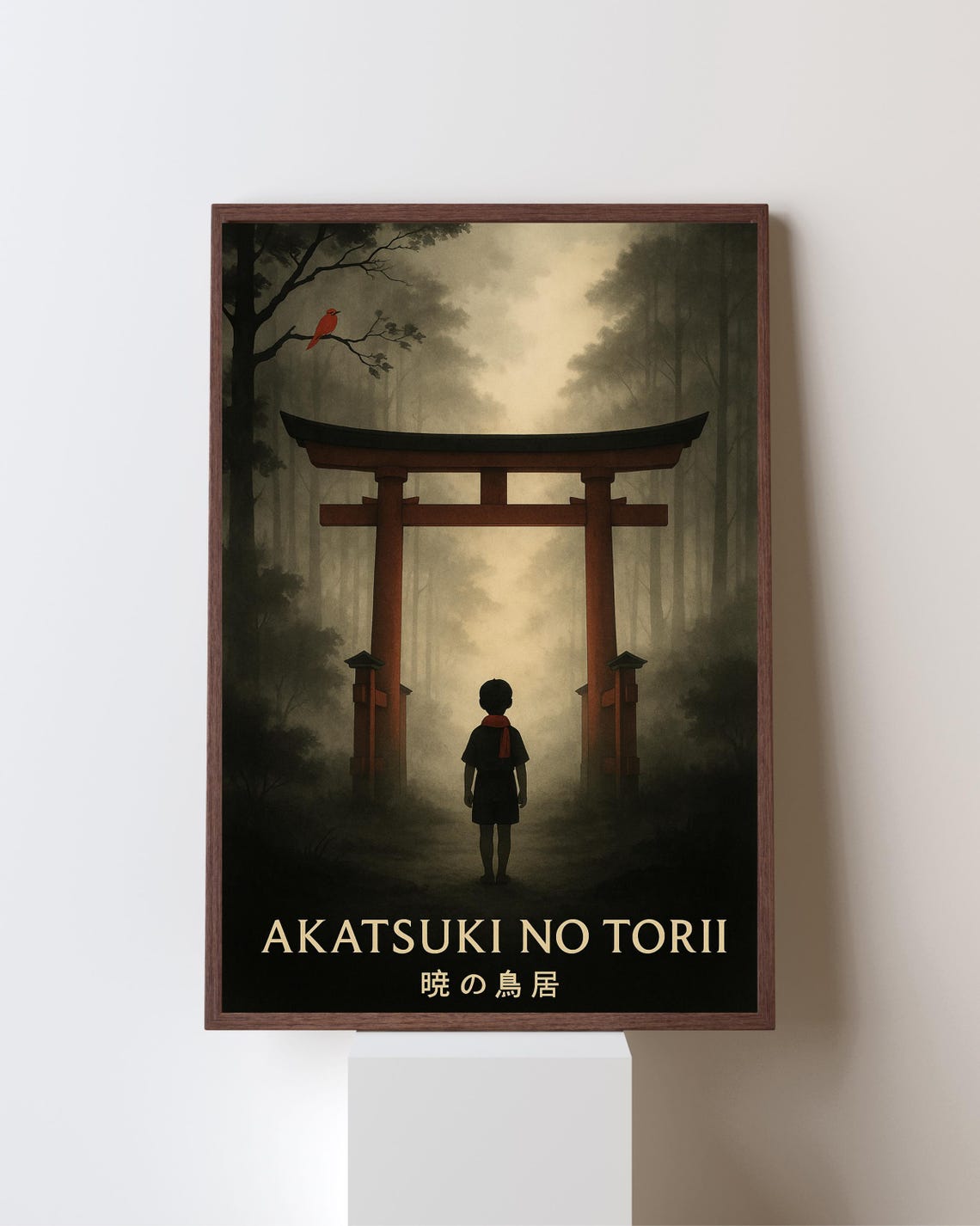 Akatsuki No Torii Japandi Art Print, Zen Forest Scene