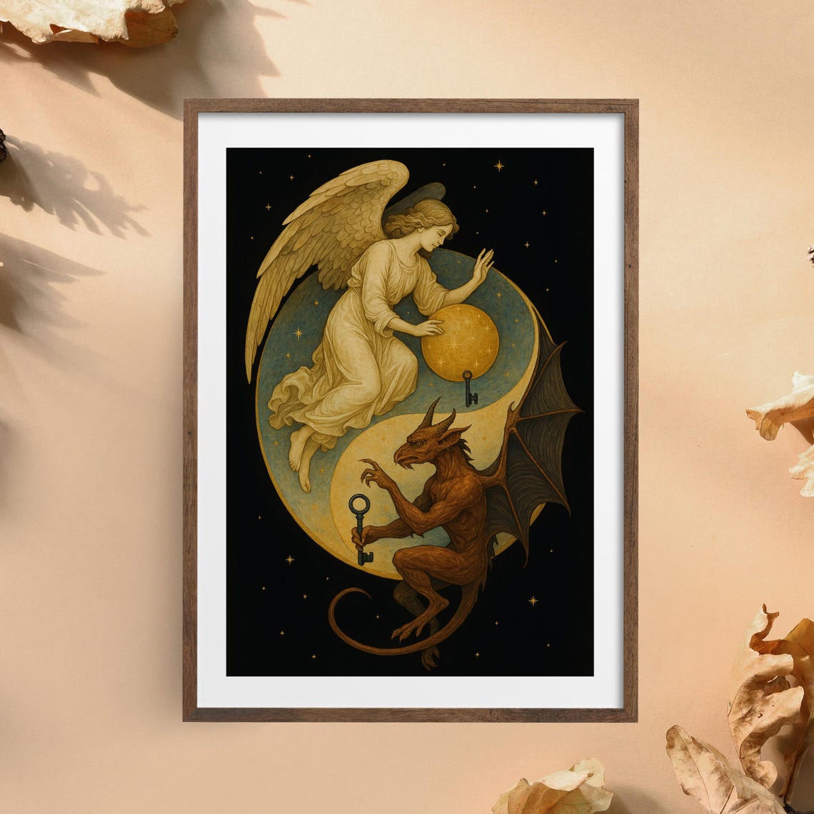 Angel And Demon Yin Yang, Mystical Balance Art Print - Image 3