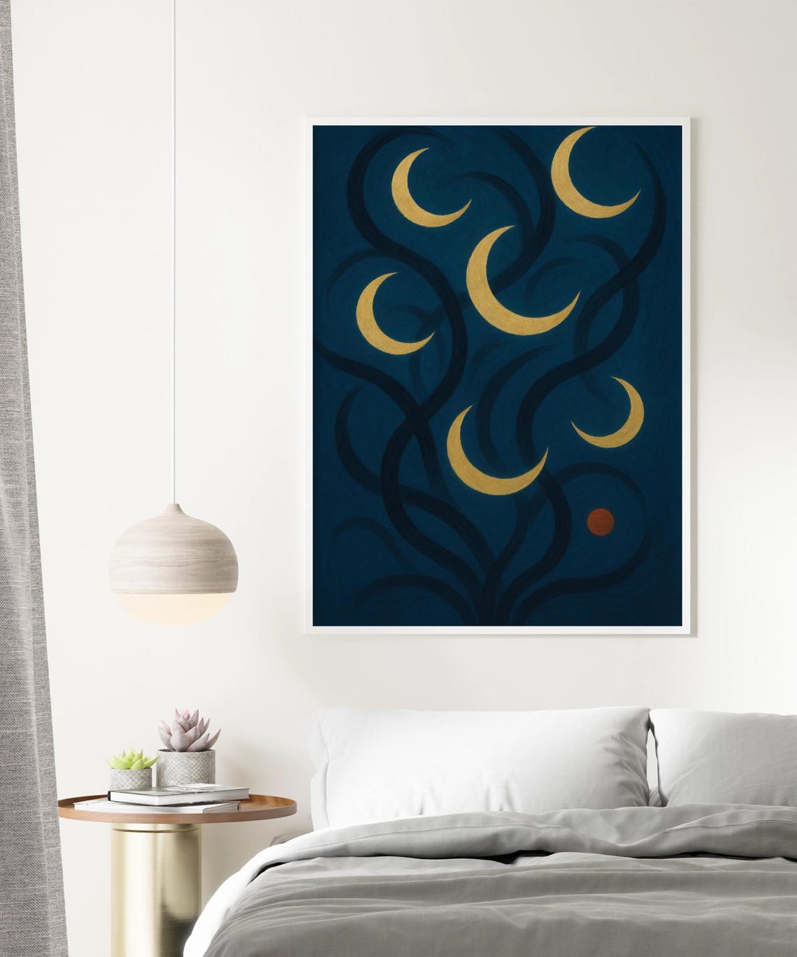 Moon Phases, Celestial Boho Night Sky Art Print - Image 4
