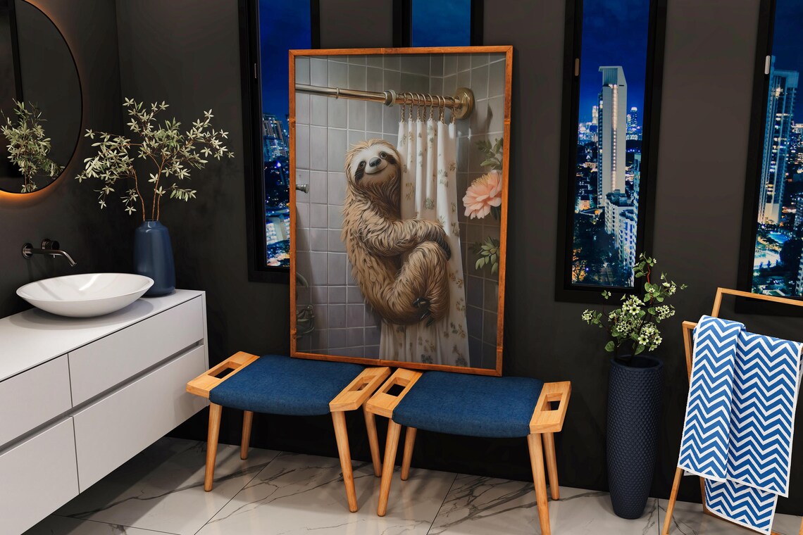 Funny Sloth Bathroom Decor for Kids, Laundry Room - Image 4