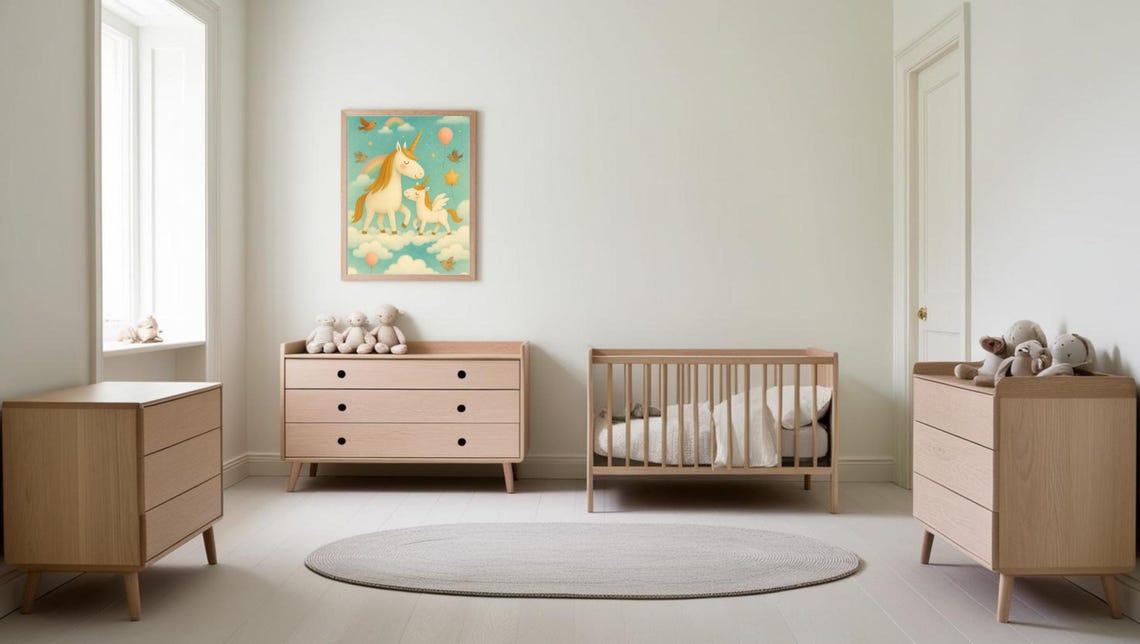 Unicorn Flying In The Sky, Whimsical Nursery Decor - Image 2