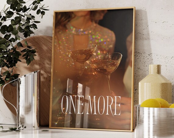 One More Round Retro Cocktail Glasses Cheers Bar Wall Decor Poster