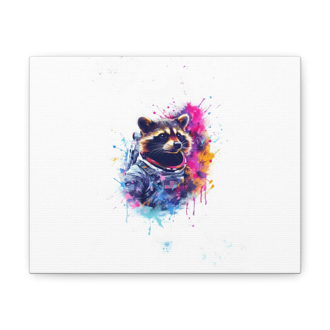 Raccoon Astronaut Portrait Colorful Space Splash Watercolor Poster - Image 4