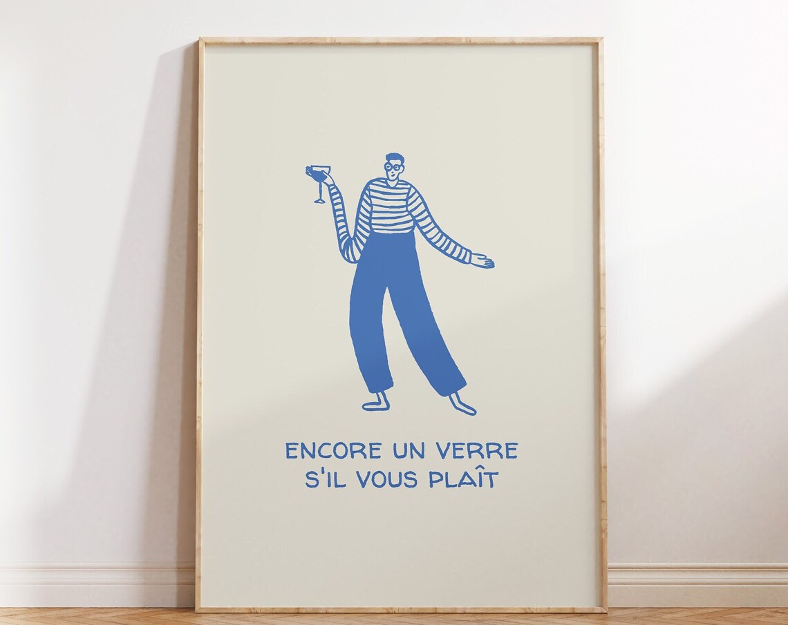 One More Drink Minimalist Bar Cart Art Print