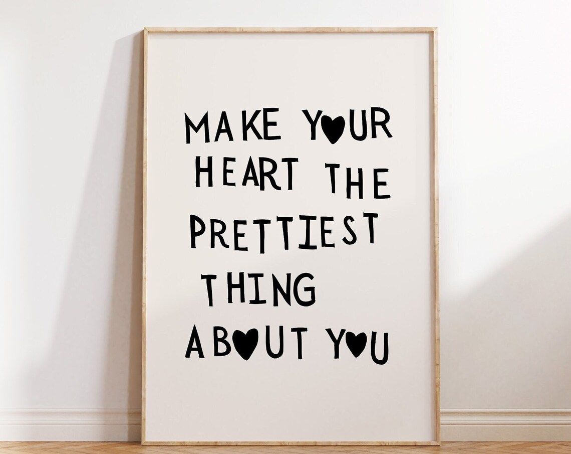 Minimalist Heart Quote Poster, Feminine Wall Decor