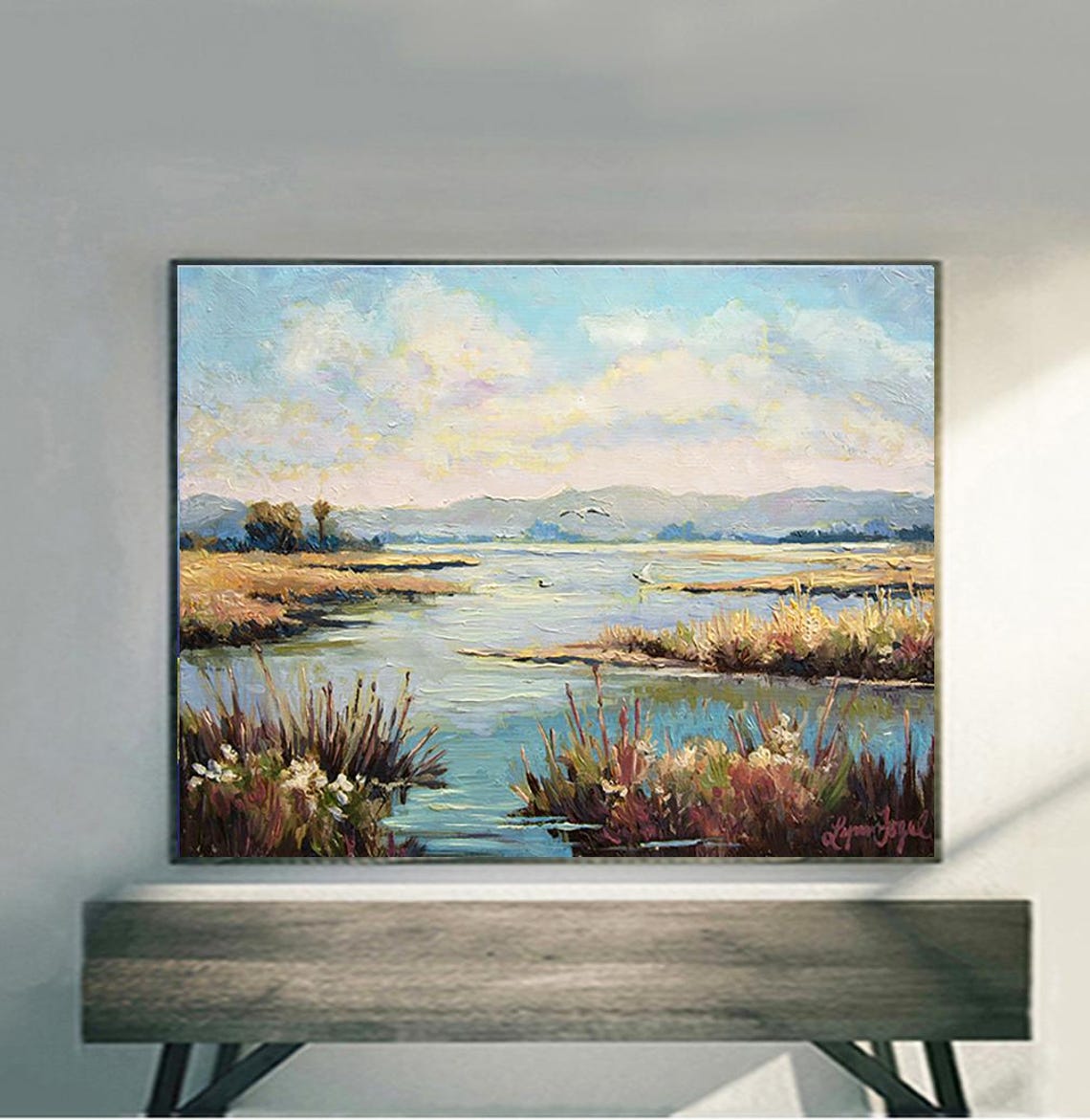 Carpinteria Salt Marsh Wetland Inlet Golden Reeds Landscape Poster