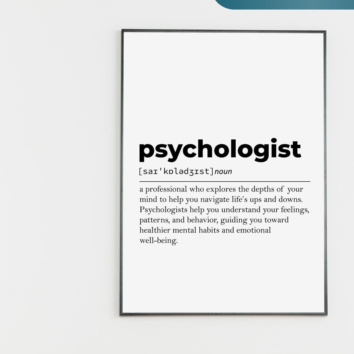 Psychologist Definition Poster Thoughtful Gift for Therapists Office
