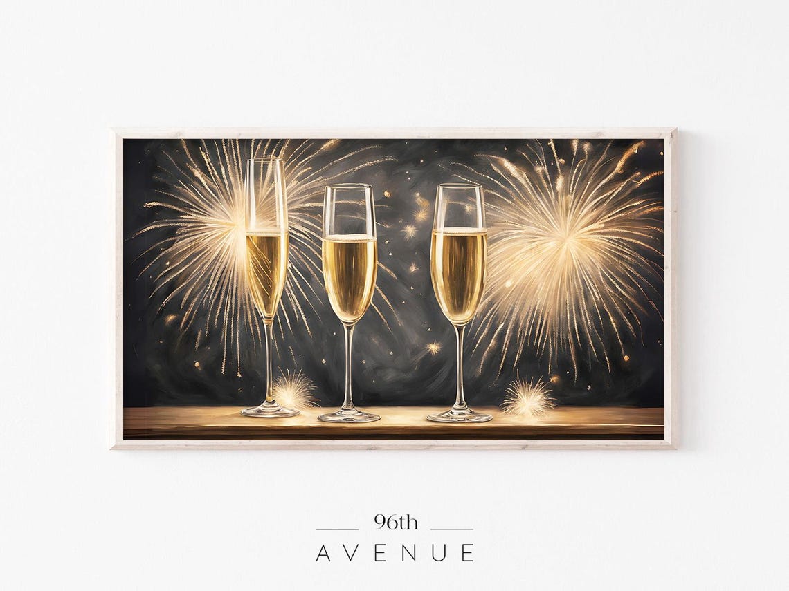 Elegant New Year Champagne Toast Gold Fireworks Celebration Poster
