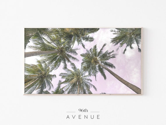 Frame Tv Art Palm Trees Tv Art Art Frame Tv California Wall Art For Tv Pink Sunset Art Tropical Frame Tv