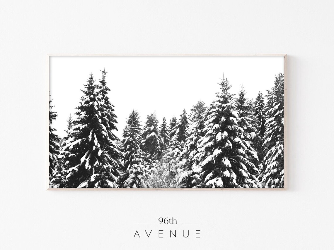 Winter Snowy Pine Trees Holiday Art Print