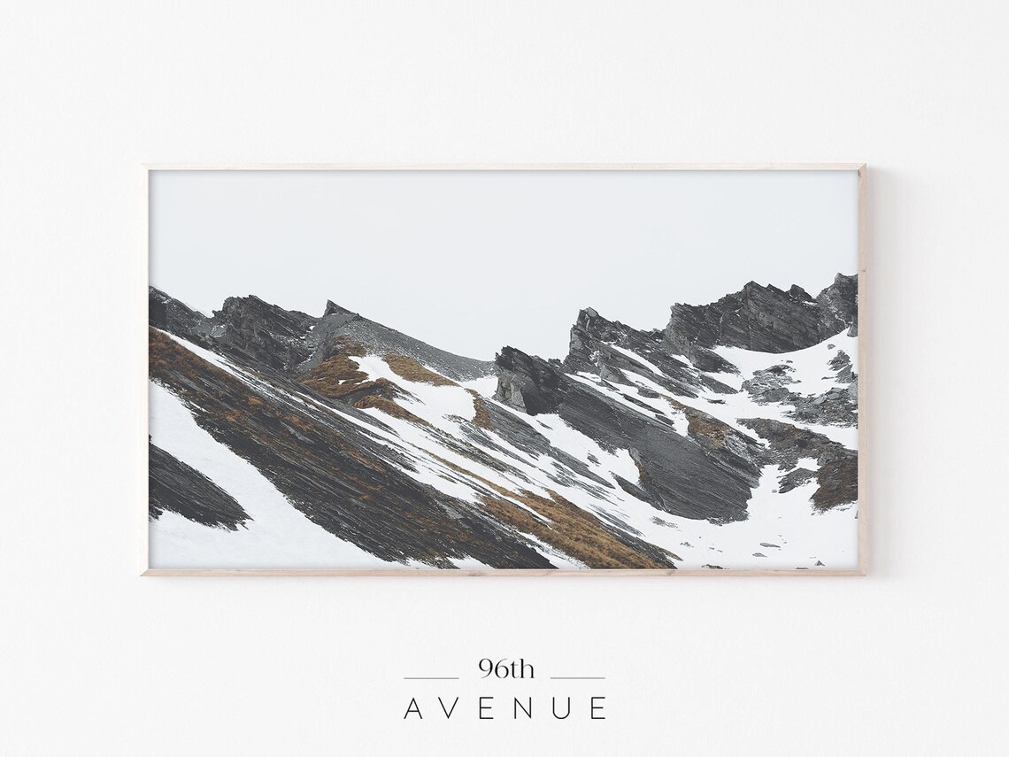 Snow Mountain Landscape, Winter Wall Art Print