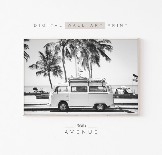 Retro Van Beach Wall Art Print, Boho Decor