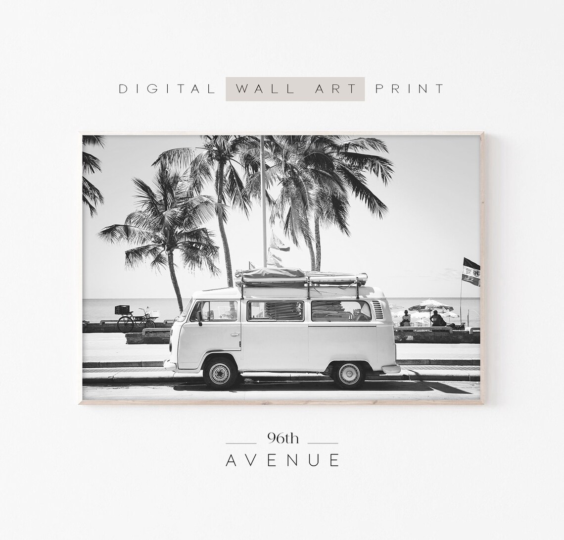 Retro Van Beach Wall Art Print, Boho Decor