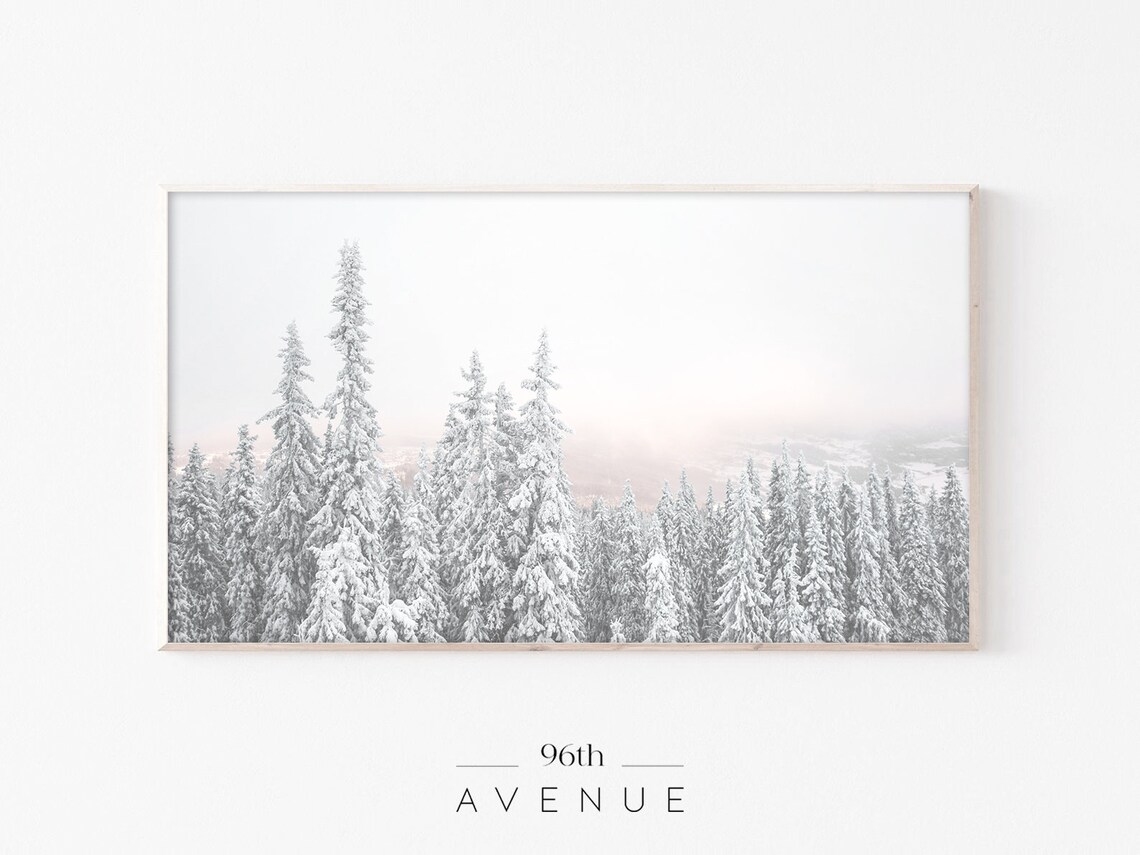 Christmas Snowy Trees Art Print, Holiday Decor