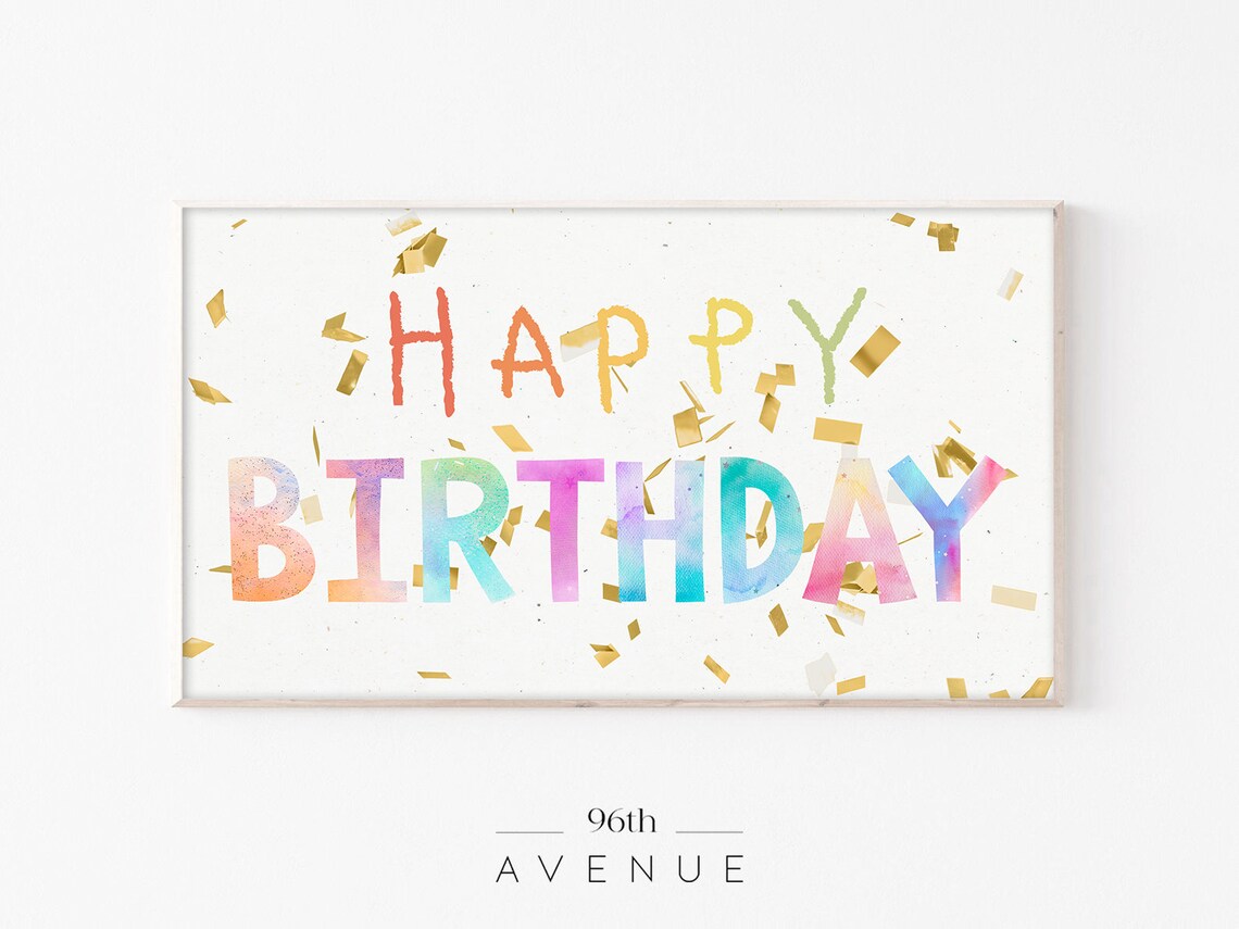 Birthday Frame TV Art, Happy Birthday Party Poster