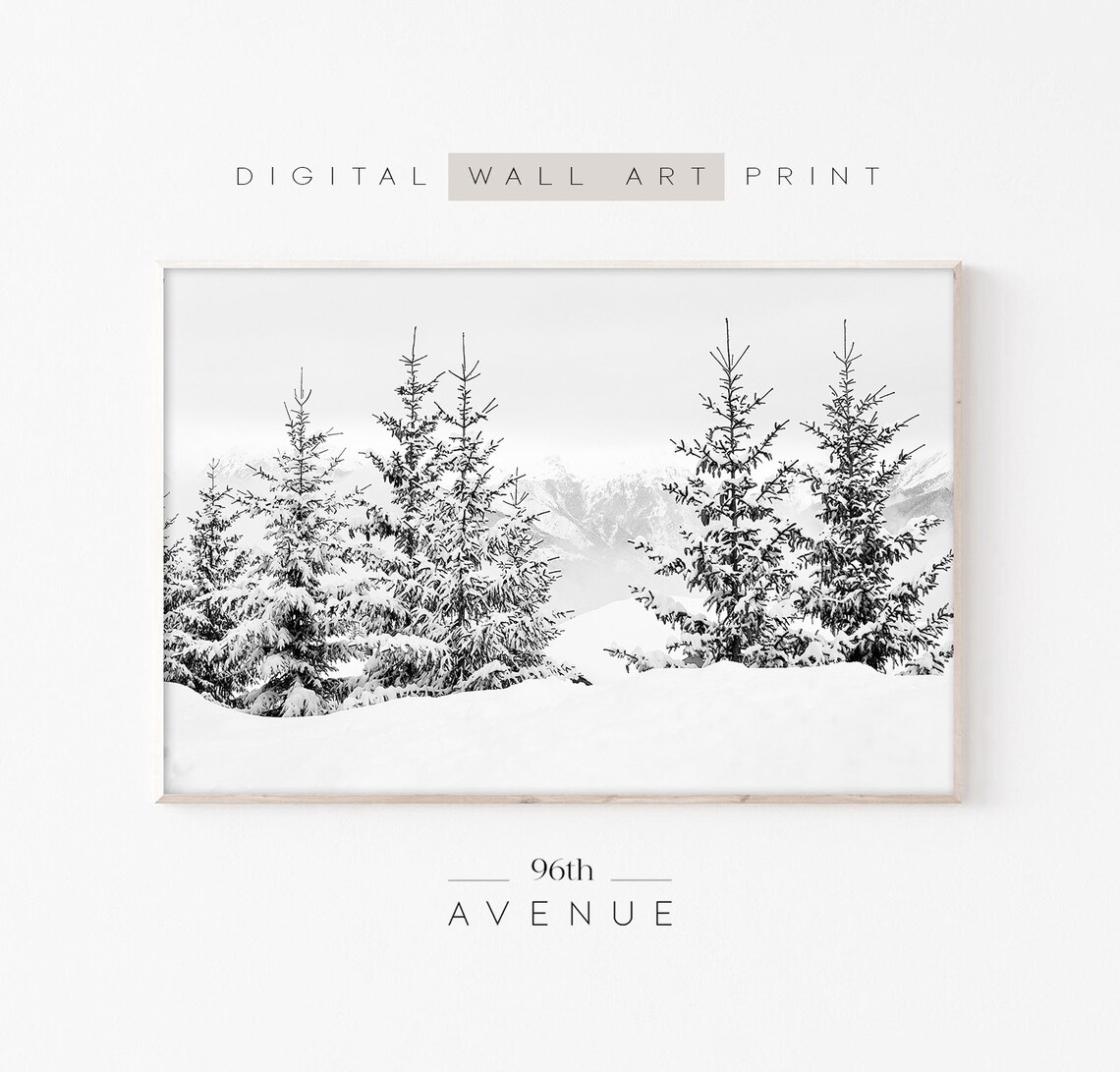 Snowy Trees Christmas Winter Forest Art Print
