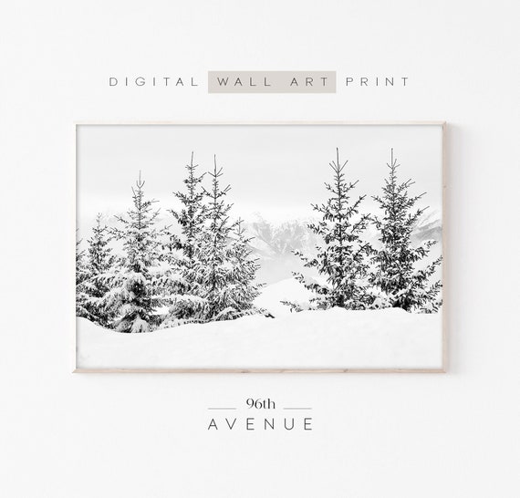 Snowy Trees Christmas Winter Forest Art Print