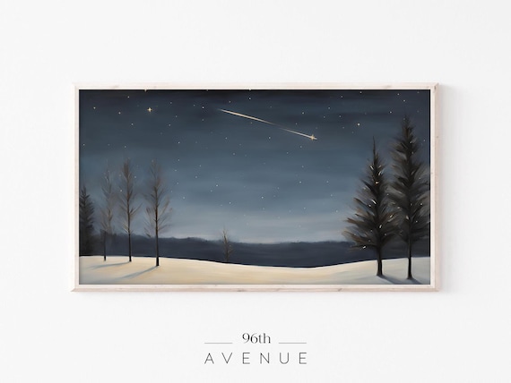 Christmas Star Frame Tv Art Christian Art For Tv Moody Winter Painting Nativity Star Tv Painting