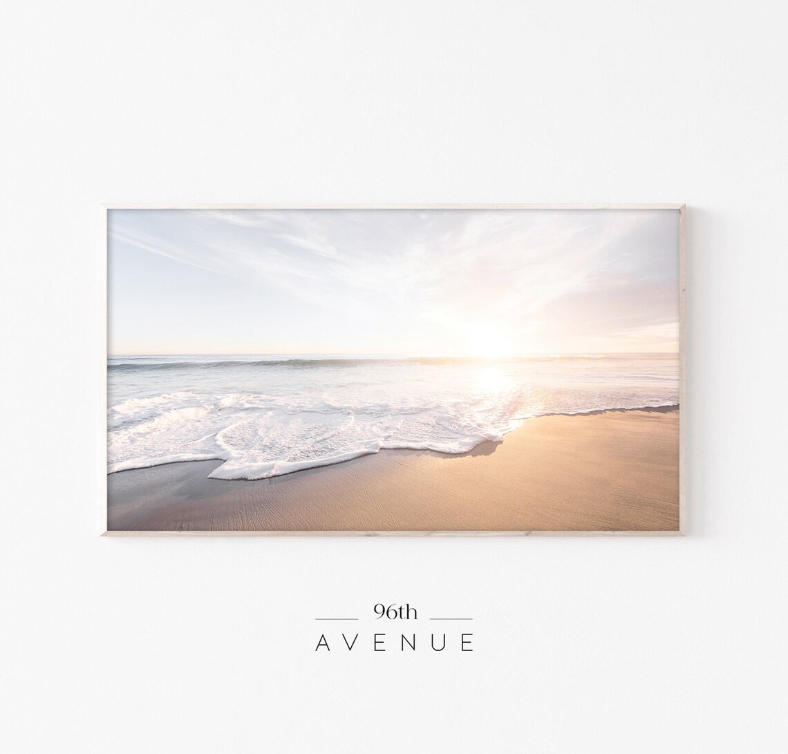 Sunrise Beach Golden Waves Washing Over Warm Sand Photo Poster