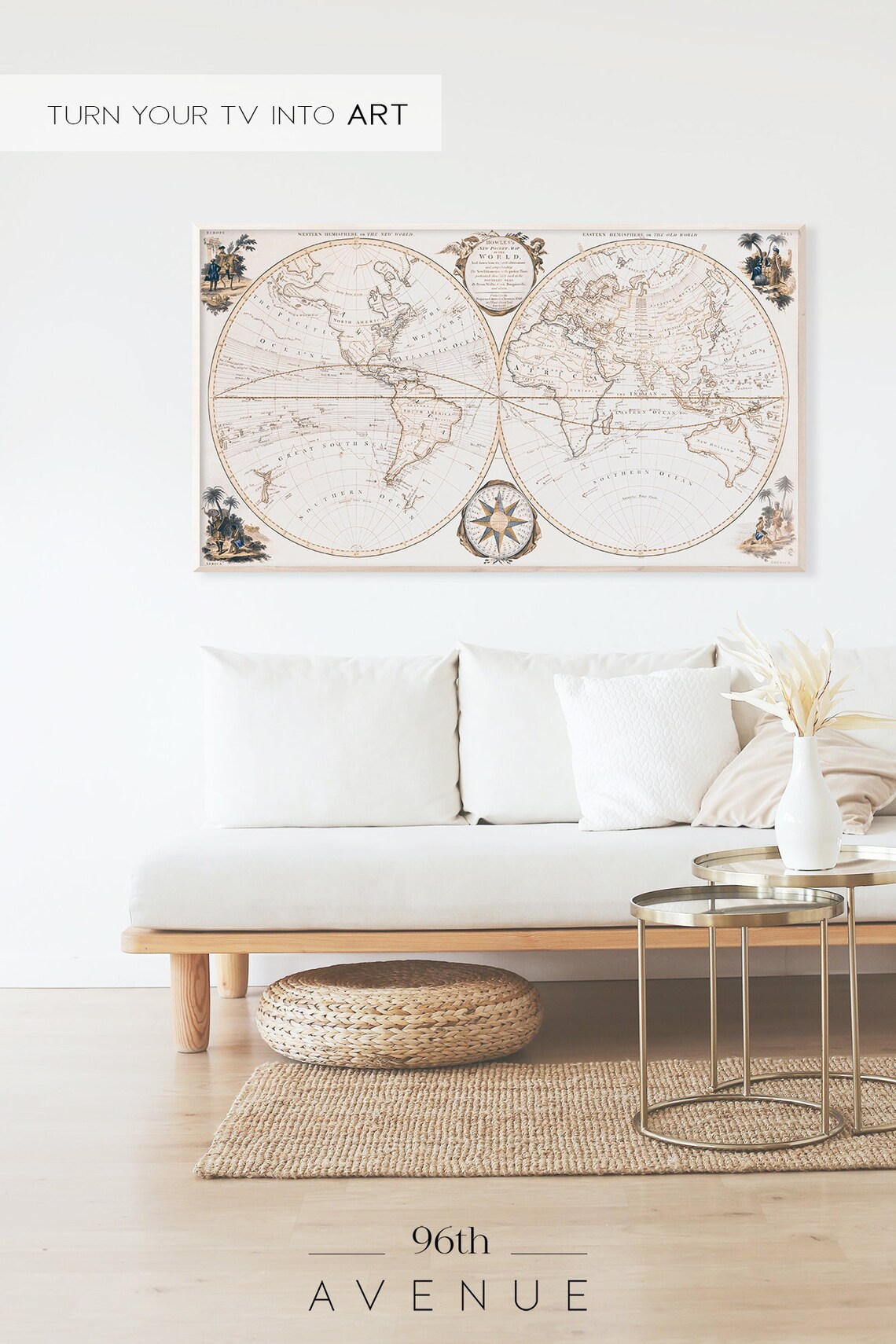 Antique World Map Vintage Travel Poster, Map Art - Image 2