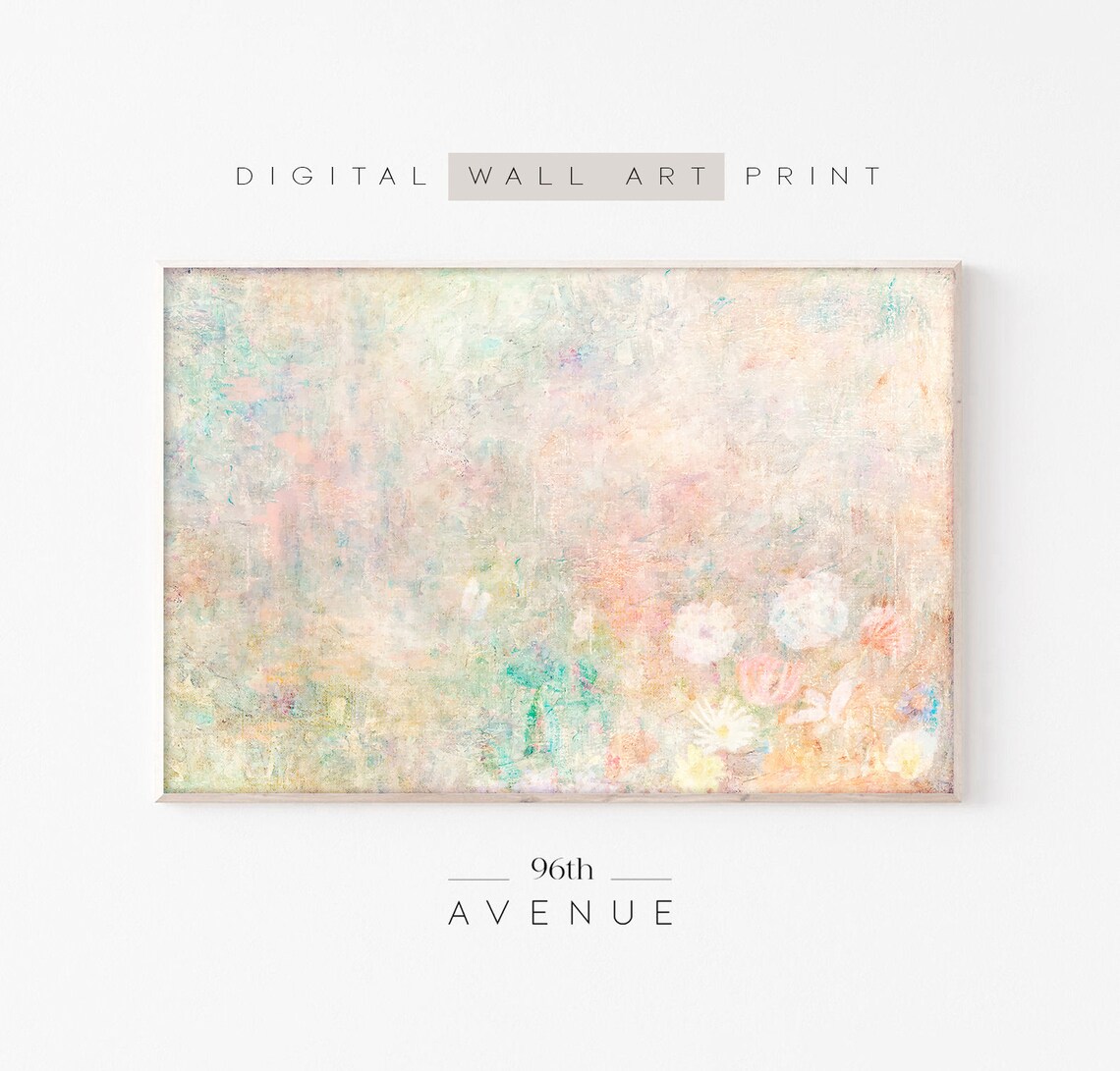 Pastel Floral Garden Abstract Painting Soft Blush Tones Poster