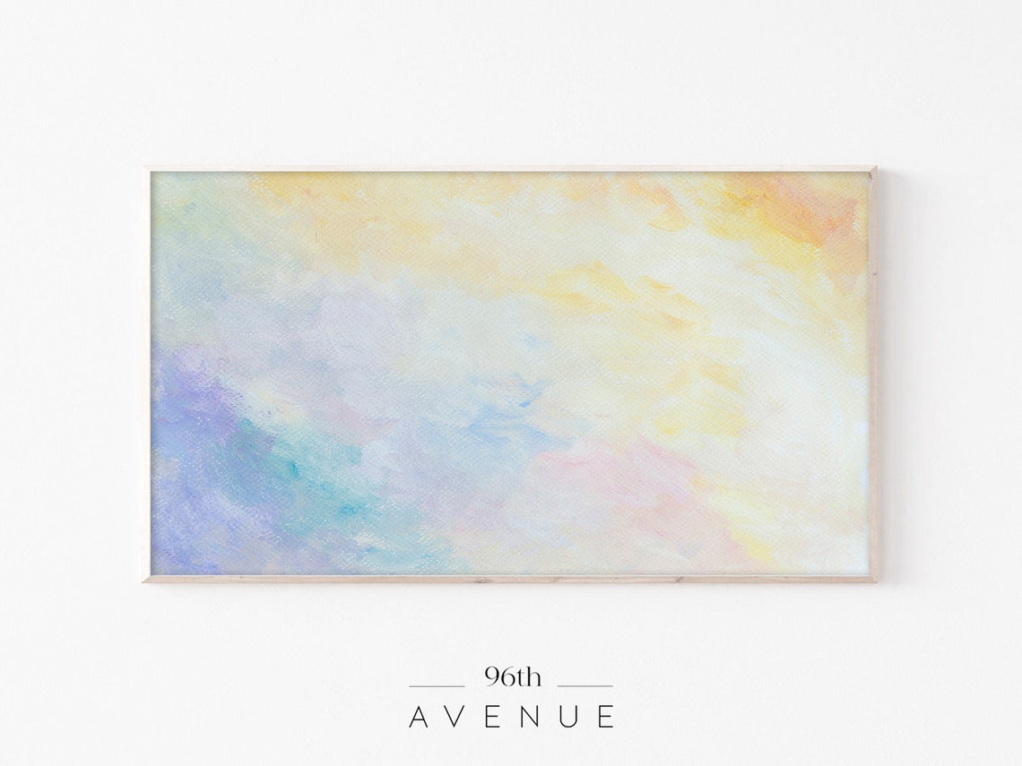 Dreamy Pastel Watercolor Sky Soft Blue Yellow Abstract Poster