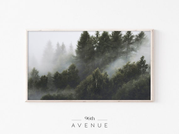 Frame Tv Art Moody Forest Landscape Tv Art Foggy Mountain Forest Tv Art